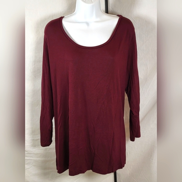 CATO Burgundy Scoop Neck Bracelet Sleeve Top - Size 22/24W - Picture 1 of 5